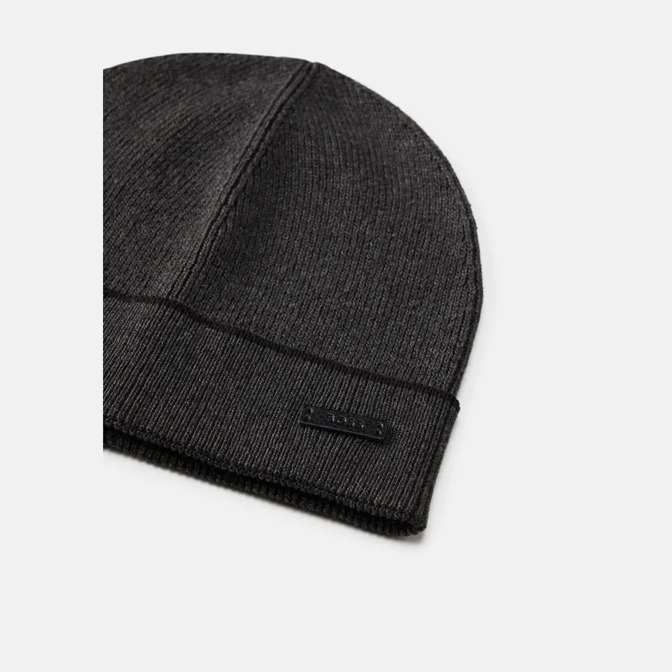 Boss Men's Dark Gray Knit Beanie