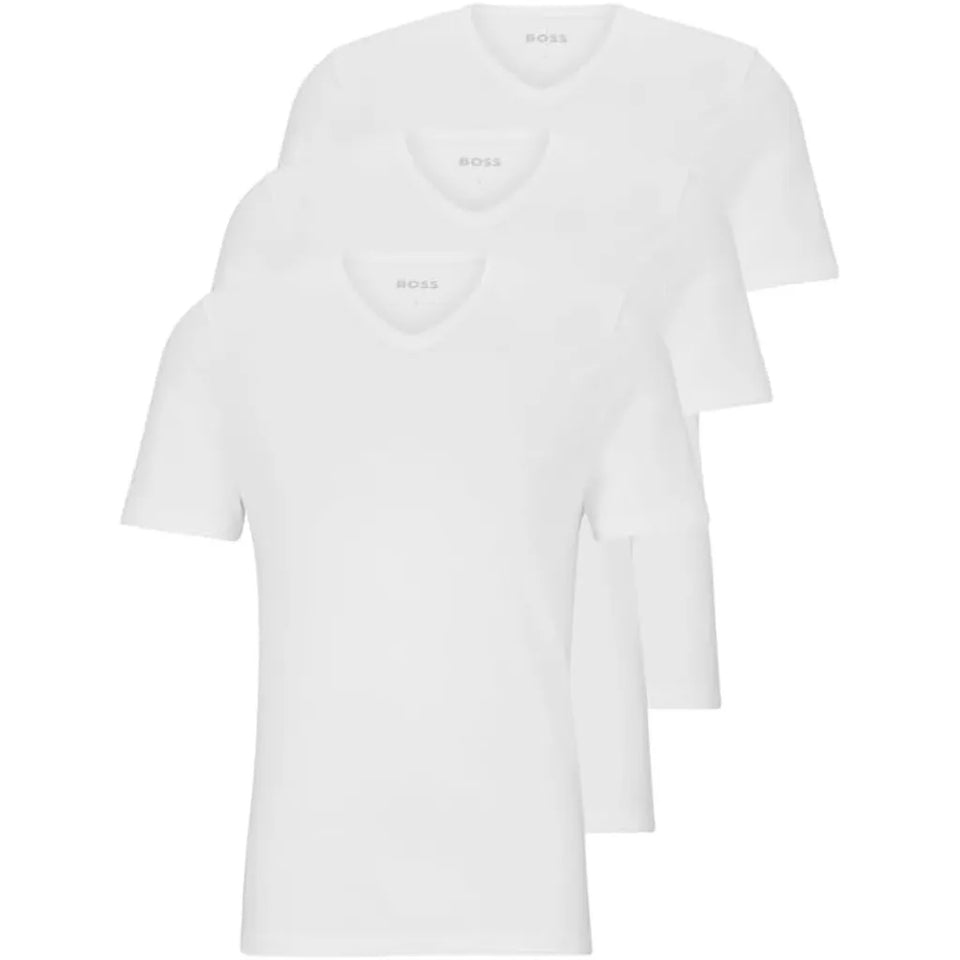 Boss Men's White 3-Pack V Neck Jersey T-Shirt