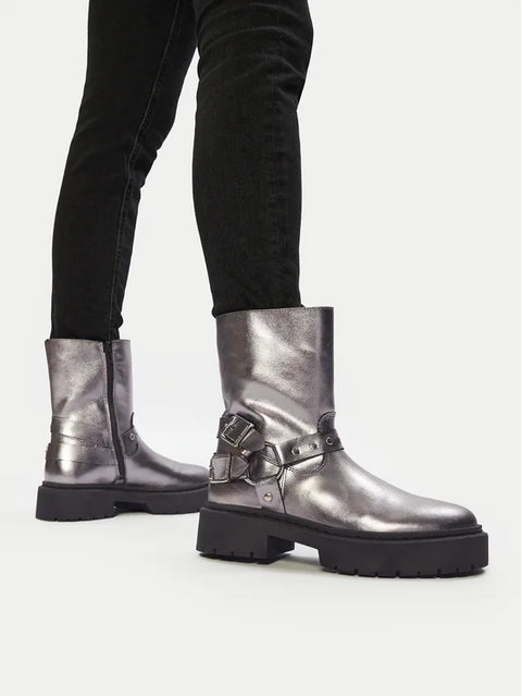 Steve Madden Women's Gun Metal Leather Garoche Boots | Steve Madden in Lebanon