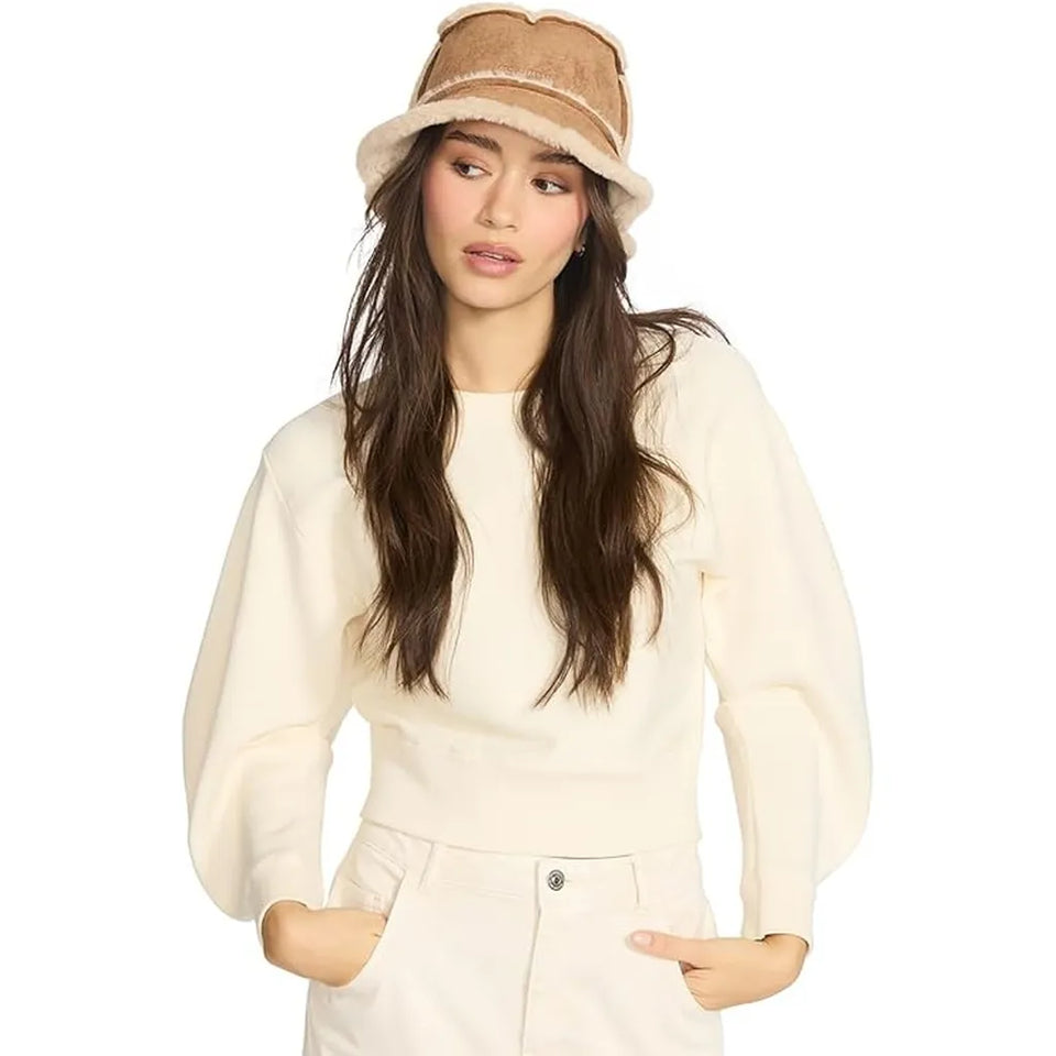 Steve Madden Women's Brown Faux-shearling Bucket Hat