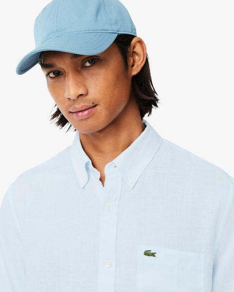 Lacoste Men's Light Blue Long Sleeve Regular Fit Linen Shirt | Lacoste In Lebanon