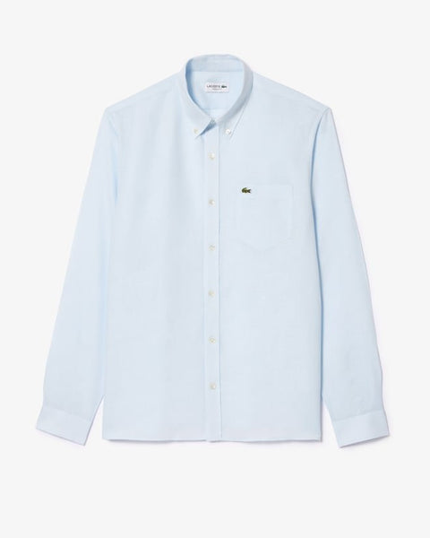 Lacoste Men's Light Blue Long Sleeve Regular Fit Linen Shirt | Lacoste In Lebanon