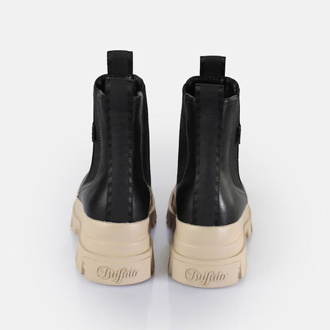 Buffalo Women's Black/Beige Aspha Chelsea Mid Boots | Buffalo in Lebanon