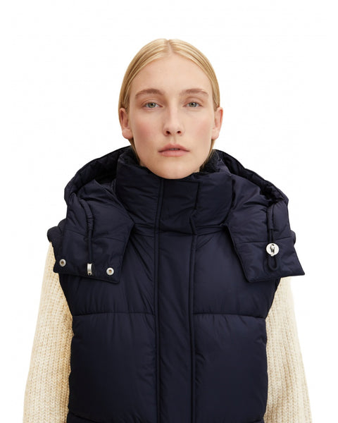 Tom Tailor Women's Navy Hooded Long Puffer Coat |Tom Tailor In Lebanon