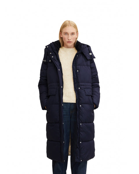 Tom Tailor Women's Navy Hooded Long Puffer Coat |Tom Tailor In Lebanon