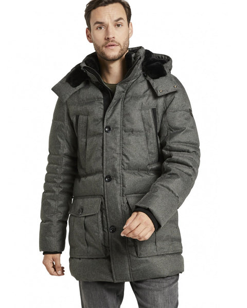 Tom Tailor Men's Gray Hooded Quilted Jacket |Tom Tailor In Lebanon