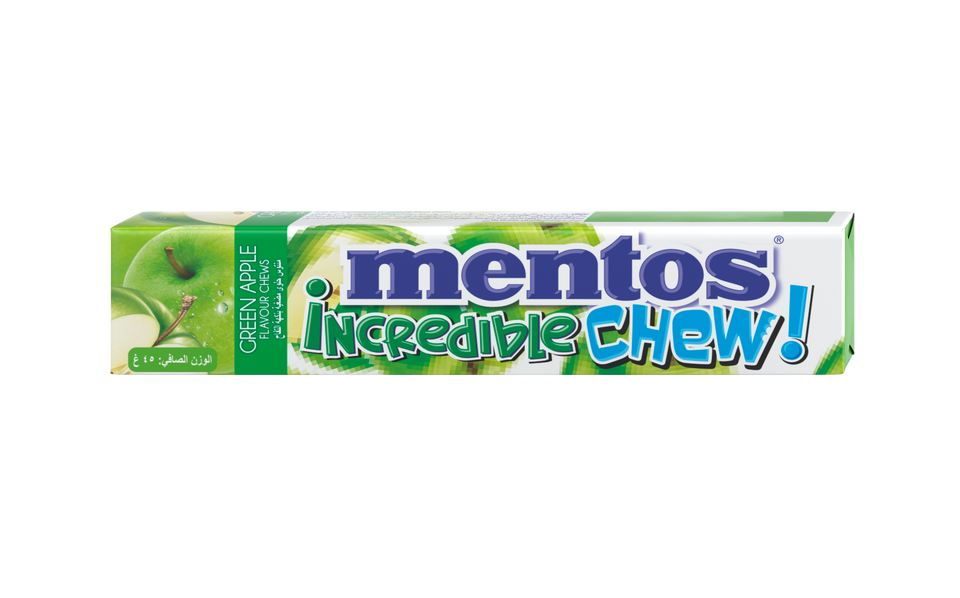 Mentos Incredible Chew Green Apple Gum 45pcs