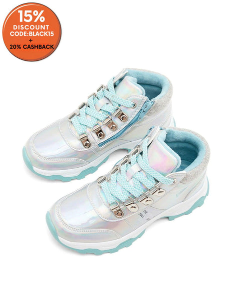 Reserved Girl's Silver & Light Blue Ankle Sneakers | Reserved In Lebanon