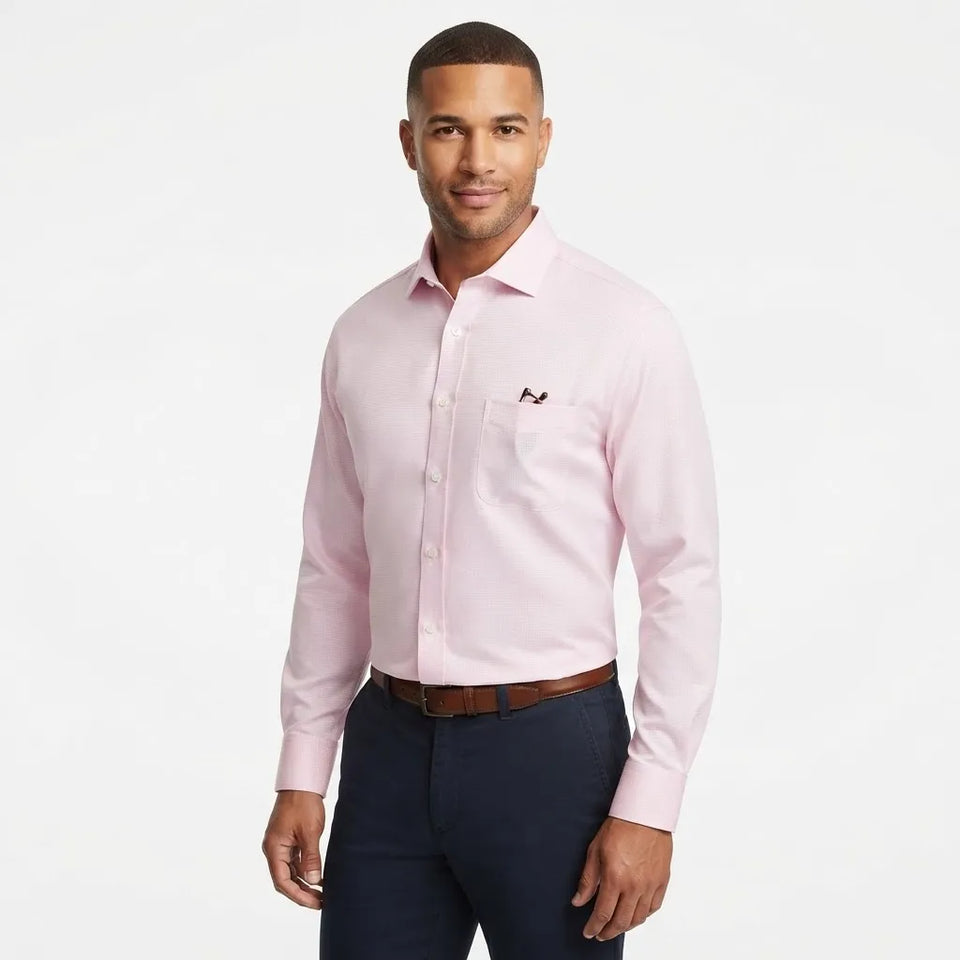 Club Room Men's Pink Long-Sleeve Regular Fit Traveler Shirt