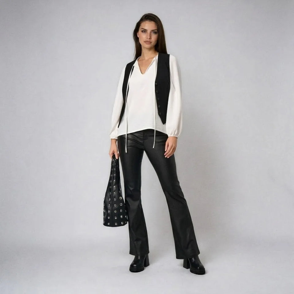 Sinsay Women's Black Wide Leg Slim Fit Pant
