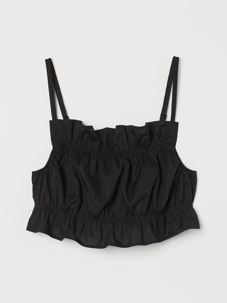 Divided Women's BlackFlounce-Trimmed Crop Top | Divided In Lebanon