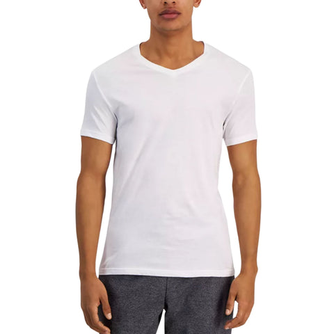 Alfani Men's White Pack Of 4 100% Cotton Regular-Fit V-Neck Solid Bright T-Shirt | Alfani In Lebanon