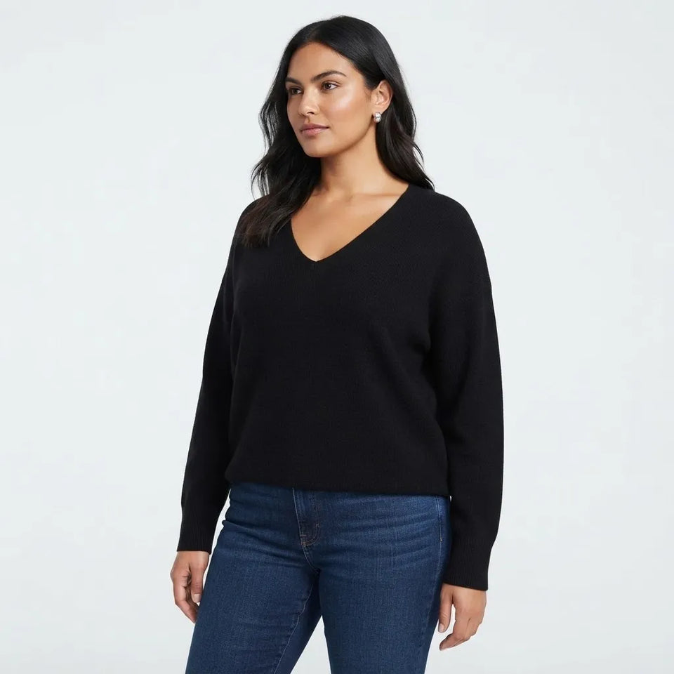 Vince Camuto Women's Black V-Neck Long-Sleeve Sweater