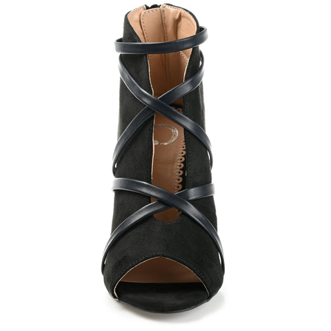 Journee Collection Women's Black Samara Back Zip Peep Toe Stiletto Heels | Journee Collection In Lebanon