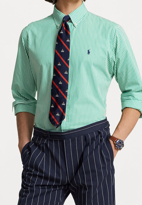Polo Ralph Lauren Men's White & Green Classic-Fit Striped Stretch Poplin Shirt | Polo Ralph Lauren In Lebanon