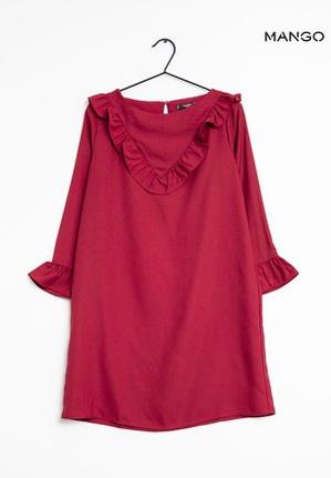 Mango Women's Burgundy Long-Sleeve Dress| Mango in Lebanon