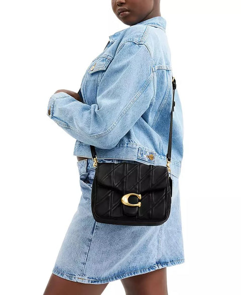 Coach Women's Black Quilted Washed Leather Times Square Mini Tabby Shoulder Bag | Coach In Lebanon