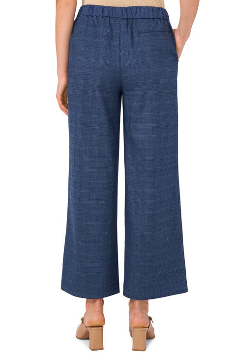 Vince Camuto Women's Navy Plaid Pull-On Wide-Leg Pants | Vince Camuto In Lebanon