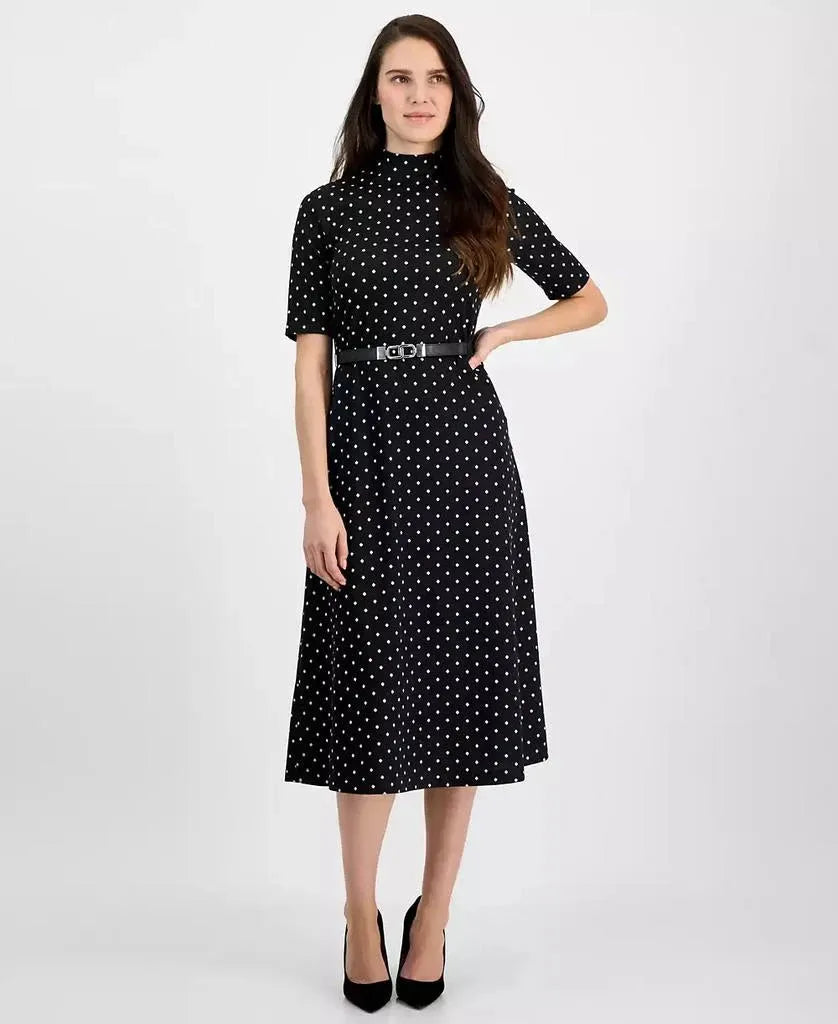 Anne Klein Women's Black Dotted Half Sleeve Dress | Anne Klein In Lebanon