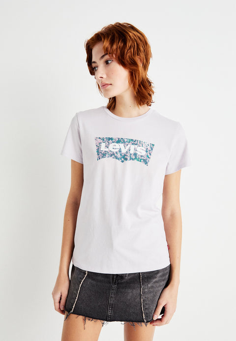 Levi's Women's Lavender The Perfect Tee Logo Print T-Shirt | Levi's In Lebanon