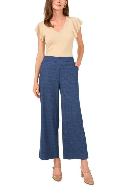 Vince Camuto Women's Navy Plaid Pull-On Wide-Leg Pants | Vince Camuto In Lebanon