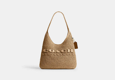 Coach Women's Beige Straw Brooklyn Shoulder Bag |Coach In Lebanon