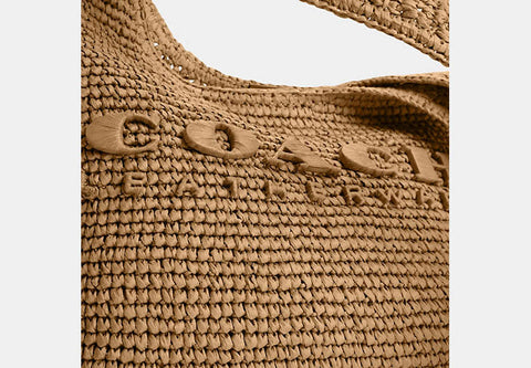 Coach Women's Beige Straw Brooklyn Shoulder Bag |Coach In Lebanon