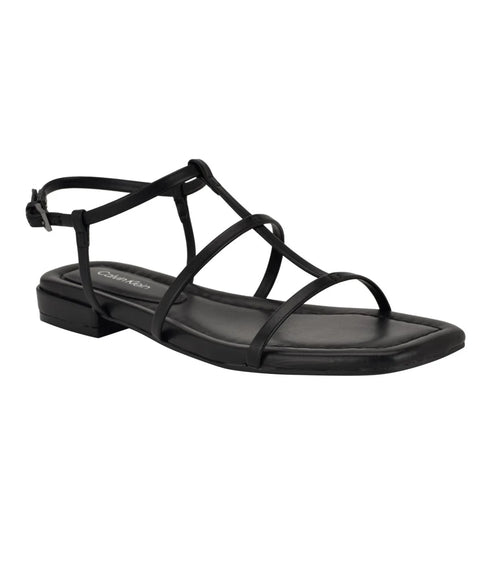 Calvin Klein Women's Black Sallia Strappy Caged Flat Sandals | Calvin Klein In Lebanon