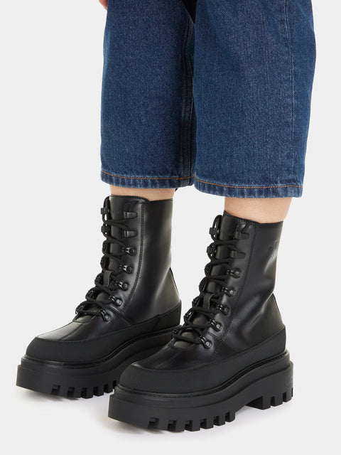 Calvin Klein Jeans Women's Black Flatform Lace Up Boot Lth | Calvin Klein In Lebanon