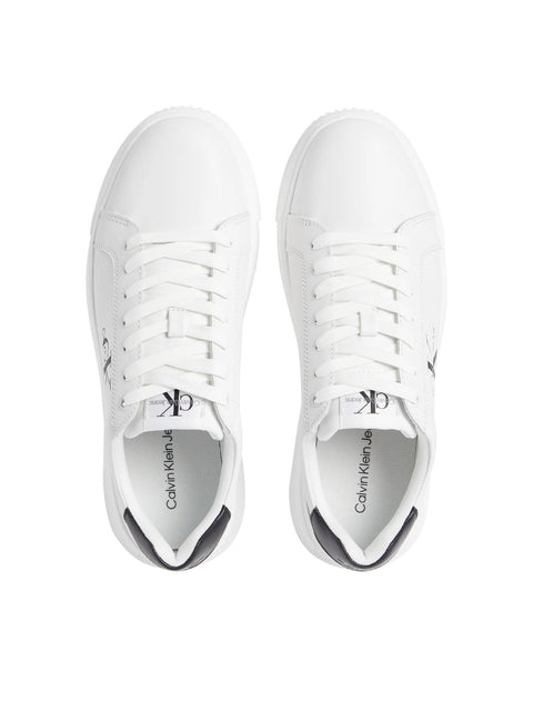Calvin Klein Jeans Men's White Chunky Cupsole Monologo Sneakers | Calvin Klein Jeans In Lebanon