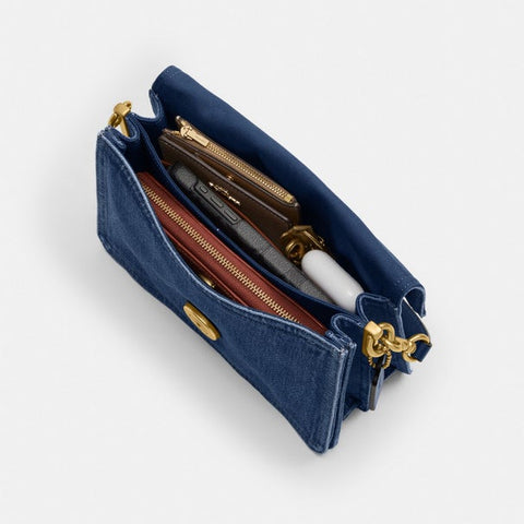 Coach Women's Dark Blue Chain Tabby Small Denim Shoulder Bag | Coach In Lebanon