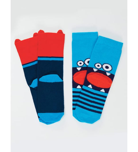 Deno Kids Boy's Orange/Navy  Pack of 2 Socks | Deno Kids  in Lebanon