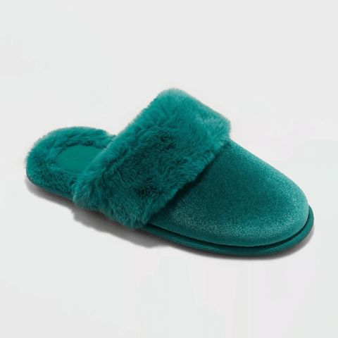 Auden Women's Dark Green Rae Velvet Scruff Slippers | Auden In Lebanon