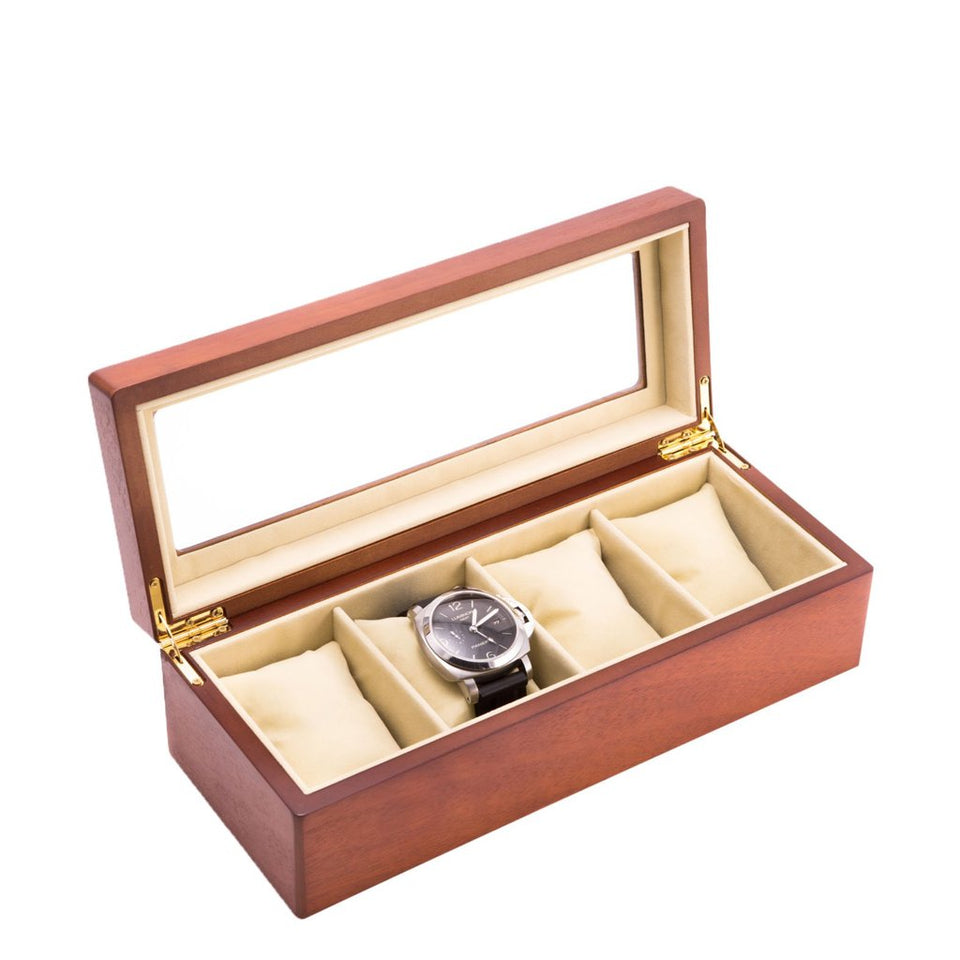 Bey-Berk Cherry Wood Watch Storage Case