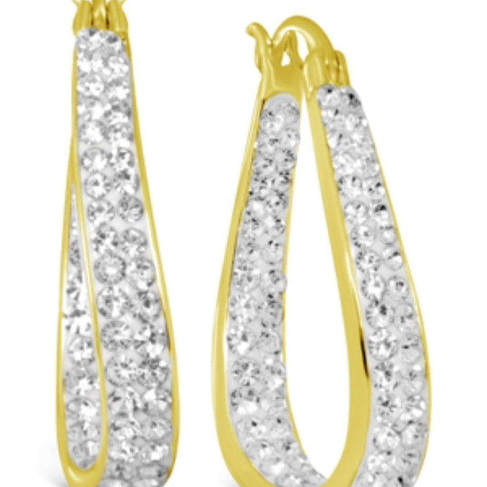 And Now This Womens Gold Crystal InOut Teardrop Hoop Earrings