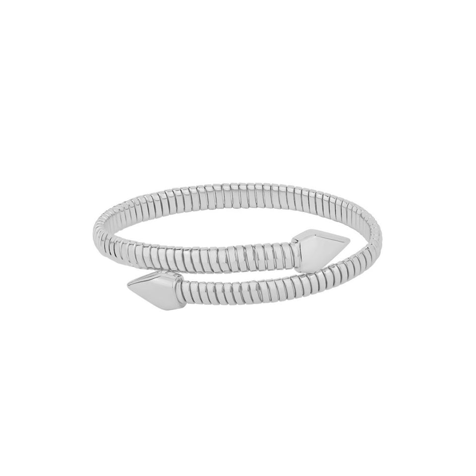 And Now This Womens Silver Cubic Zirconia Flexible Stretch Bypass Bracelet