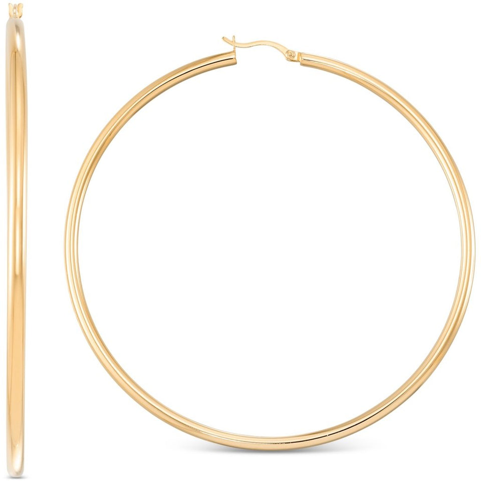Macys Womens Gold Polished Tube Hoop Earrings