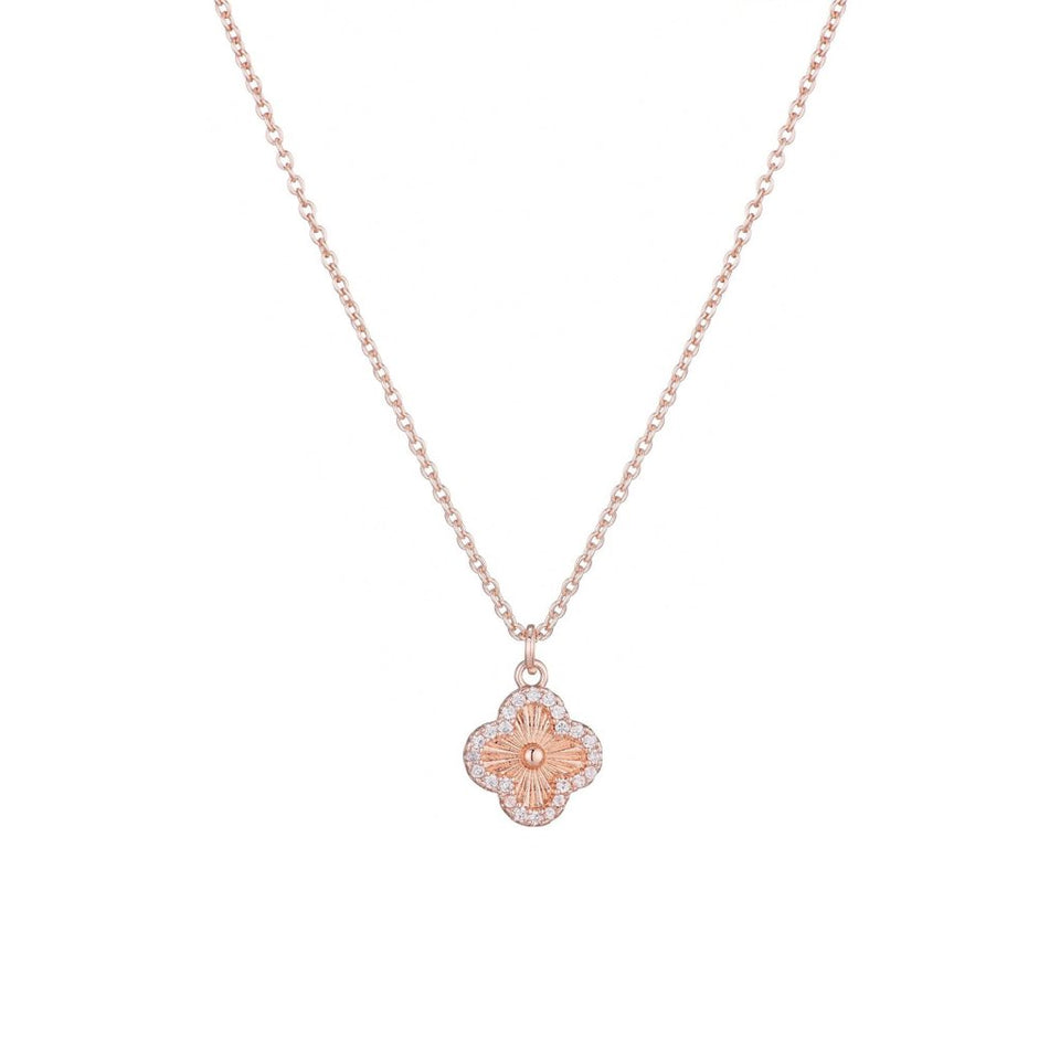 Adornia Womens Pink Button Clover CZ Halo Necklace