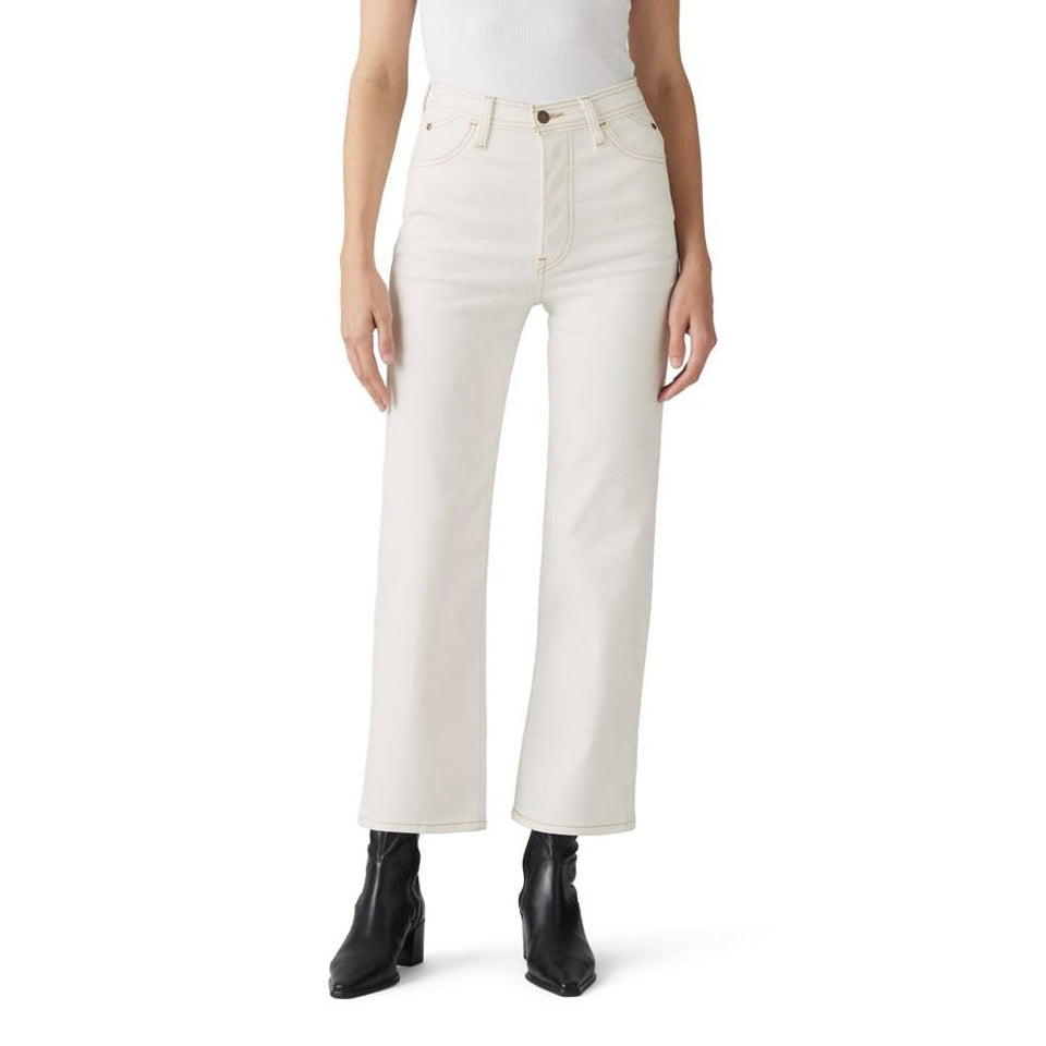 Levis Womens Egret Riveted Ribcage Straight Ankle Jeans