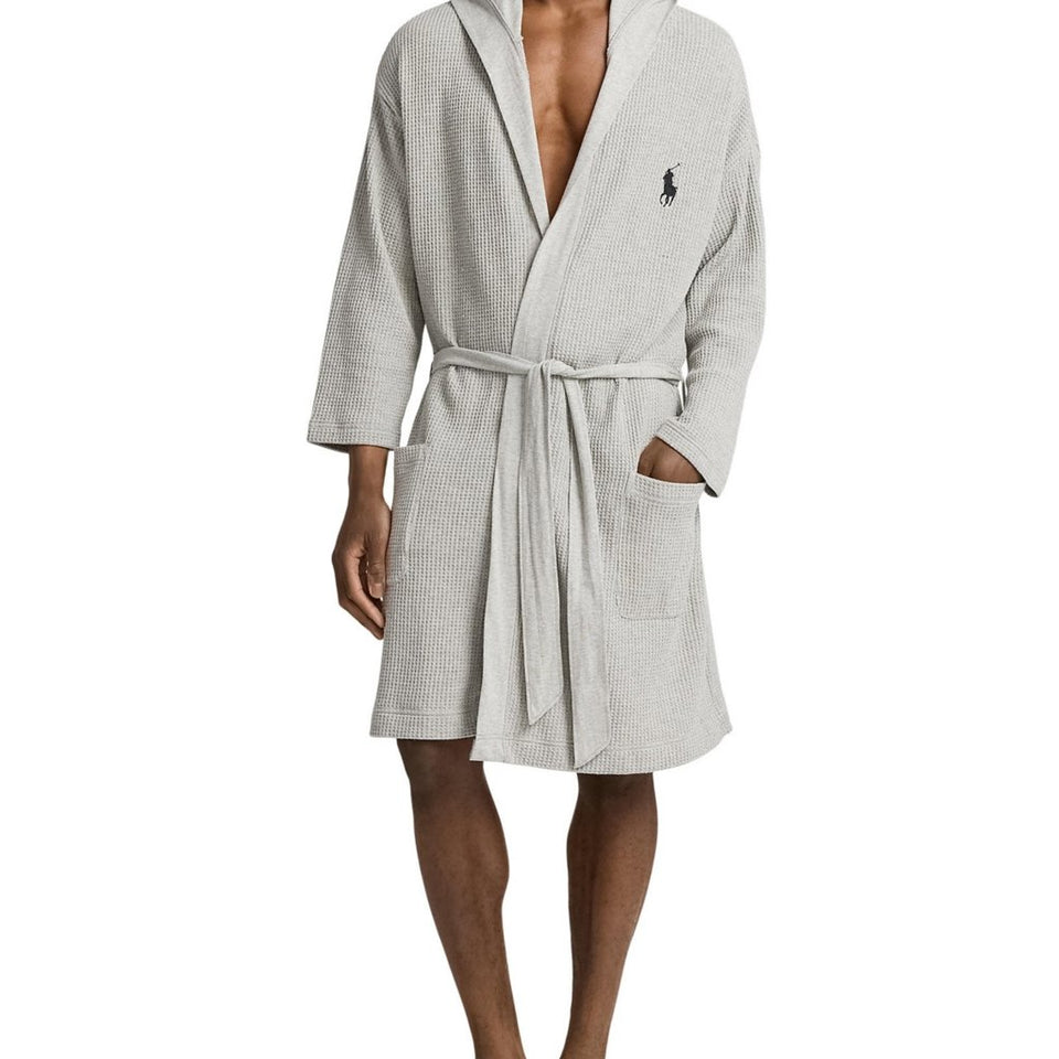 Polo Ralph Lauren Mens Andover Heather Thermal Hooded Robe