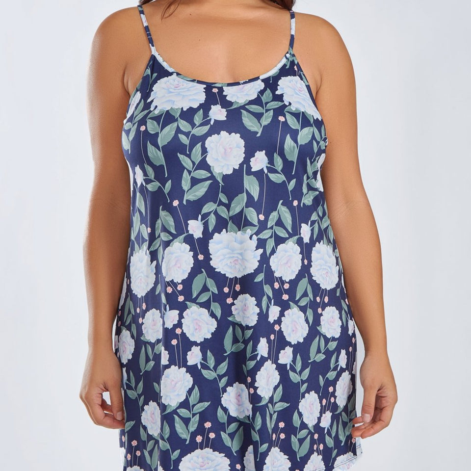 iCollection Plus Size Ultra Soft Sleep Nightgown - Blue Multi