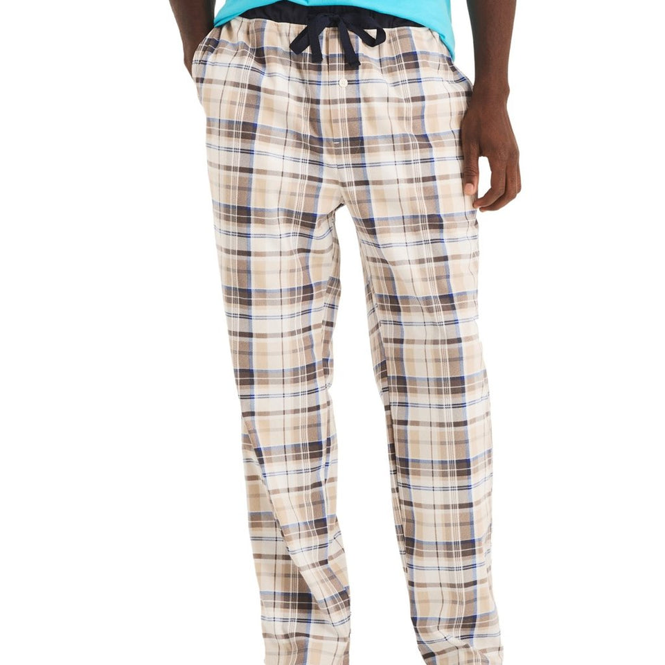 Nautica Men's Sail White Classic-Fit Plaid Fleece Pajama Bottoms