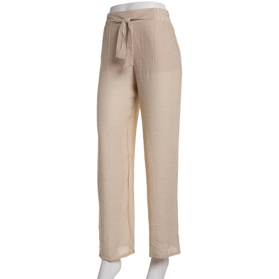 Bcx Women's Sand High-Rise Tie-Front Gauze Pants