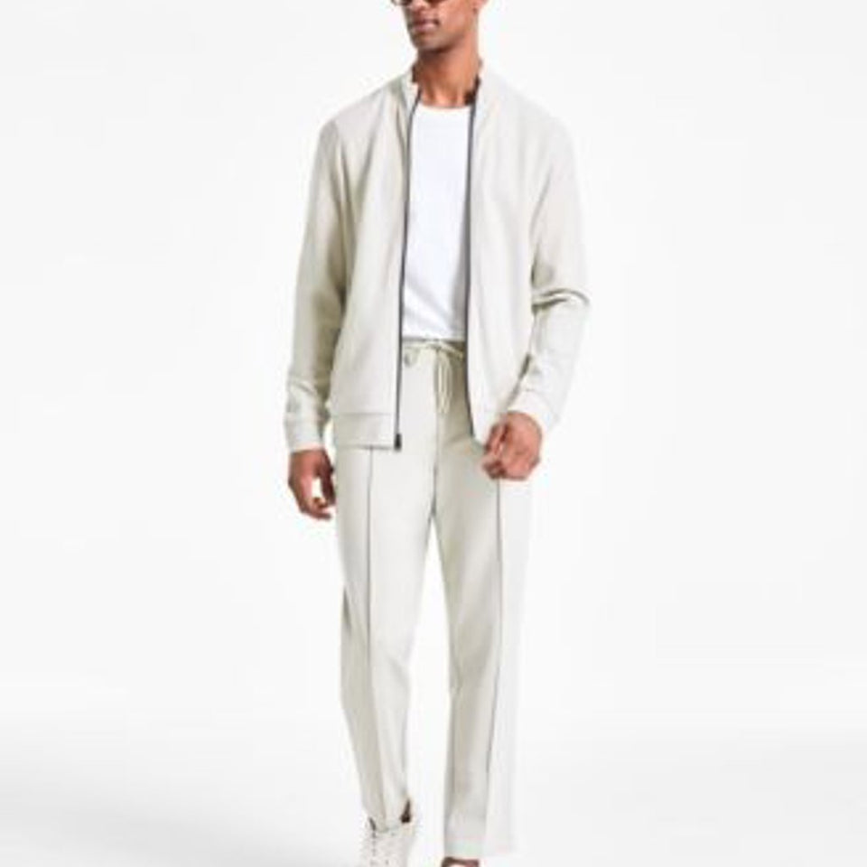 Alfani Men's White Tea Alfatech Regular-Fit Compact Textured Ponte-Knit Pants