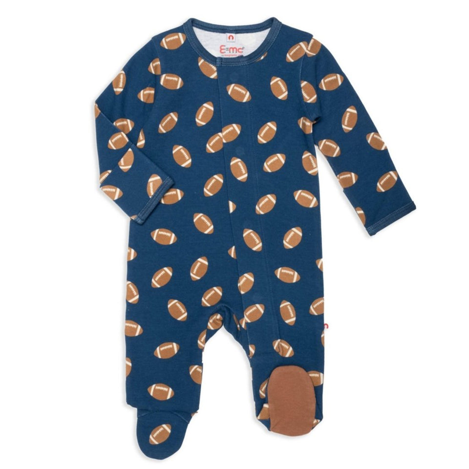 EasyMagnetic Close Baby Boy's Tfoot Football Print Magnetic Footie Overall