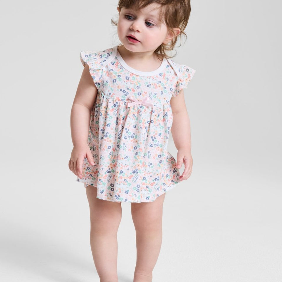 First Impressions Baby Girl's Angel White Dinosaur Meadow Sunsuit Dress