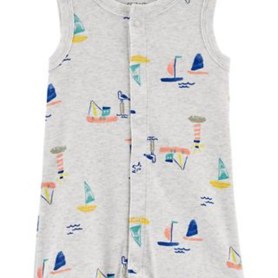 Carters Baby Boy's Gray Multicolor Ship Romper