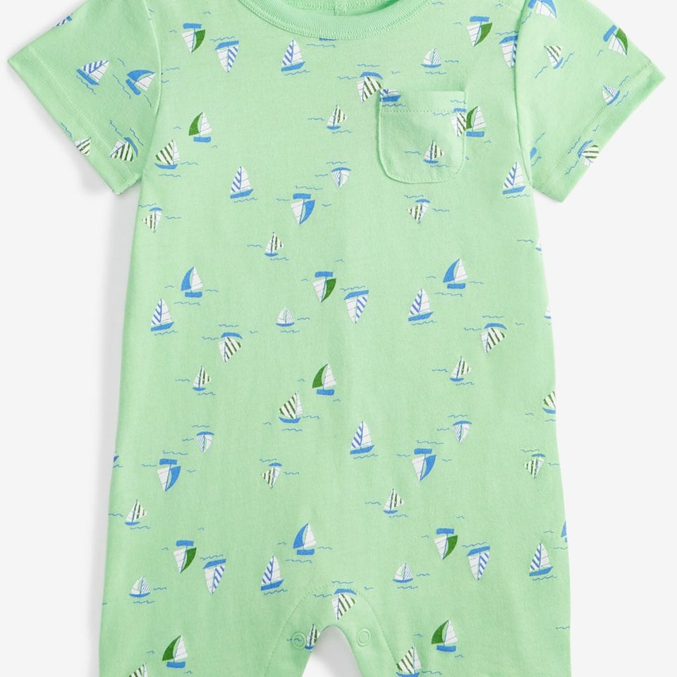First Impressions Baby Boy's Lime Scent Sailboat-Print Romper