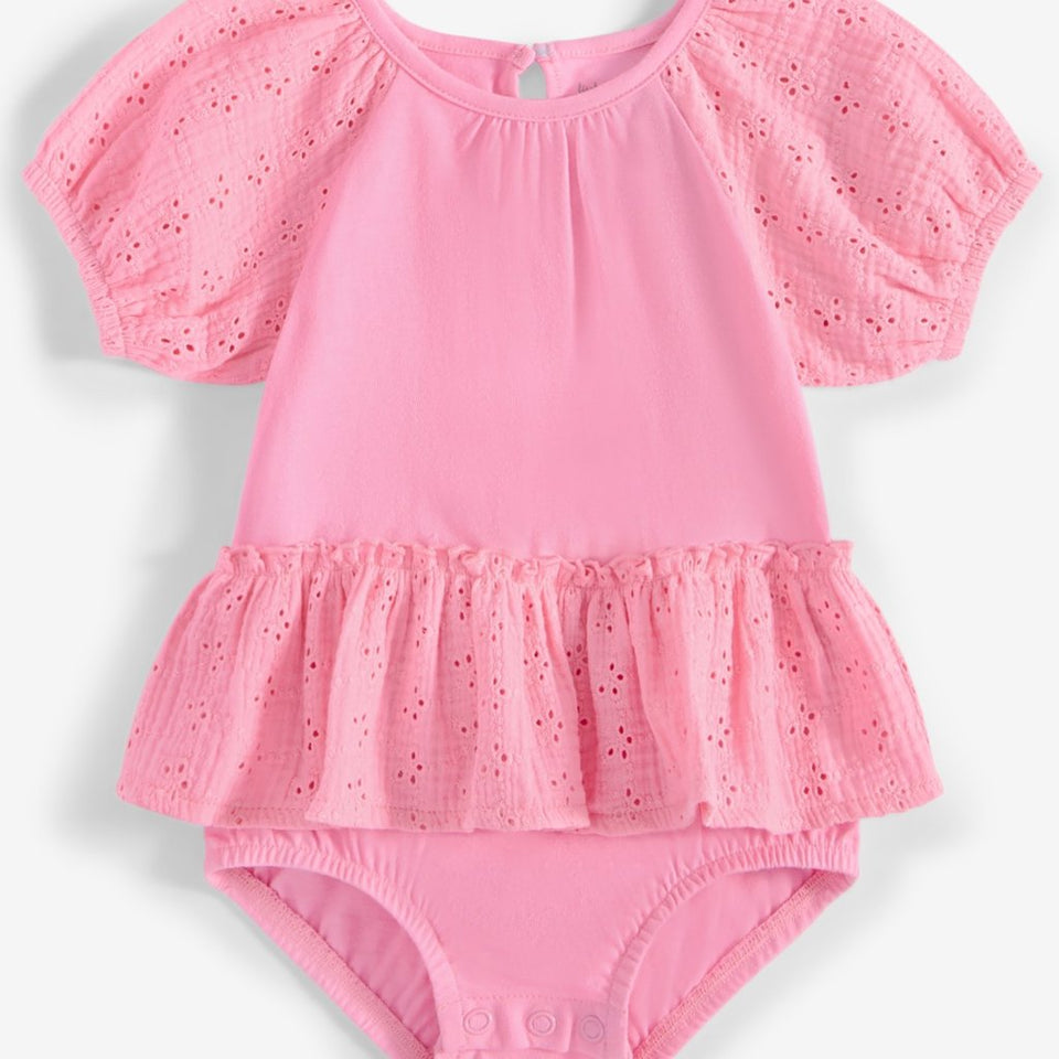 First Impressions Baby Girl's Bubble Pin Eyelet-Detail Bodysuit