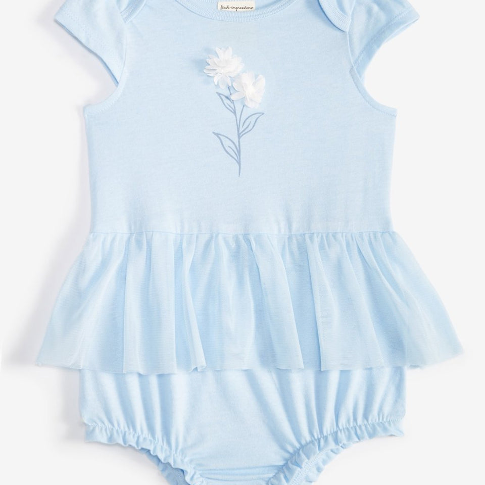 First Impressions Baby Girl's Pale Spring Tulle Flower Bodysuit